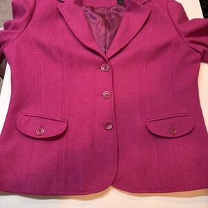 Vtg Liz Claiborne Pink Wool Blazer 14 Jacket Barbiecore Office Siren Elle Woods